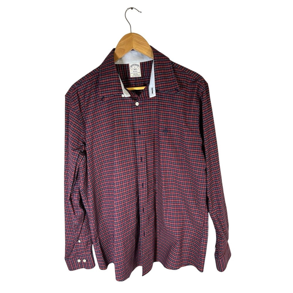 Brooks Brothers Regent Fit Non Iron‎ Plaid Long Sleeve Button Down Shirt Men L